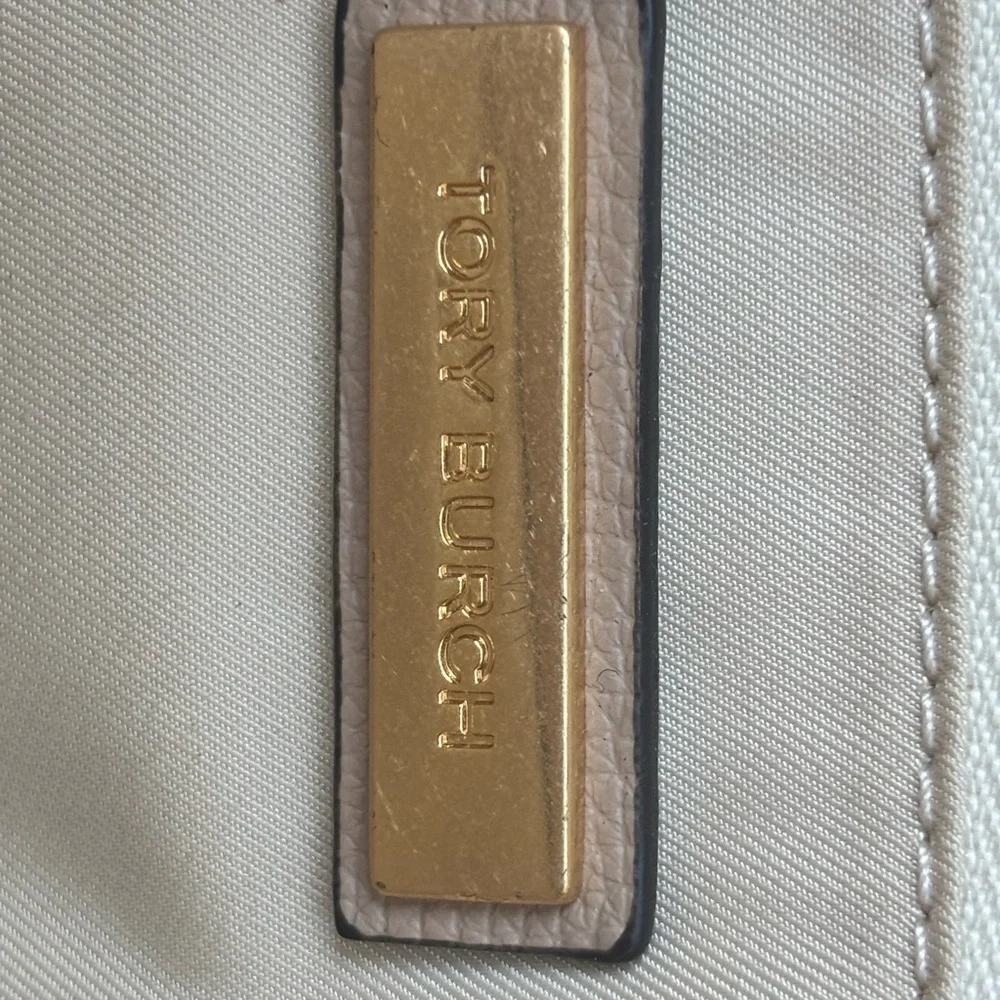 Tory Burch Blush Pebbled Leather Tote with Gold Logo